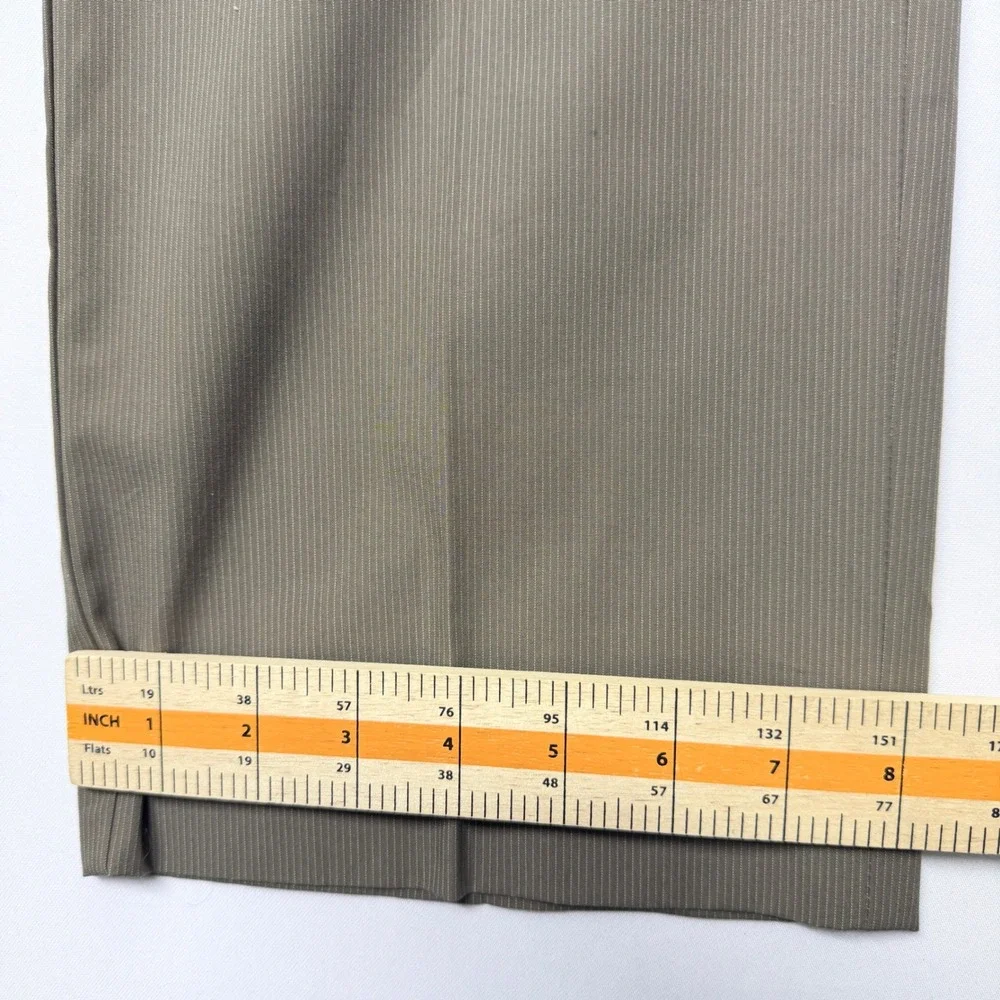 Banana Republic Mens Tailored Fit Non Iron Cotton Micro Stripe Pants Taupe 34x32